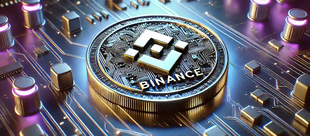 Binance érme áramköri háttérrel, kriptovaluta és technológiai innováció