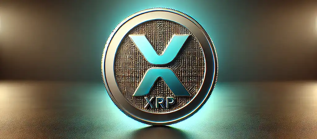 Digitális hatású XRP logó fényes háttérrel, kriptovaluta és technológiai innováció