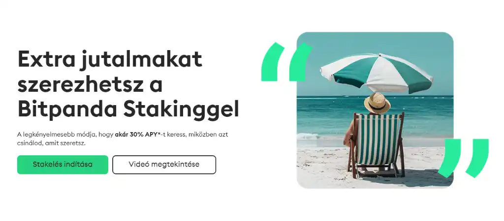 Bitpanda staking lehetőség, passzív jövedelem proof of stake blokkláncokon akár 30% APY-val.