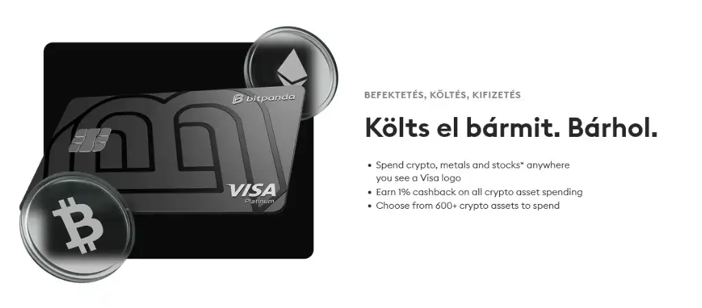 Bitpanda Visa bankkártya kriptovaluta és nemesfém alapú fizetésekhez bárhol, bármikor.